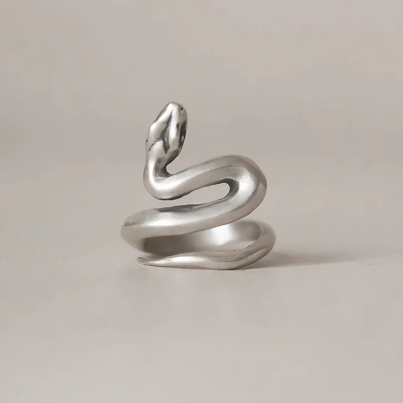 925 Sterling Silver Snake Frosted Adjustable Rings for Women Fine Jewelry Gift Female Accessories Wholesale Argent 925 Jewellery