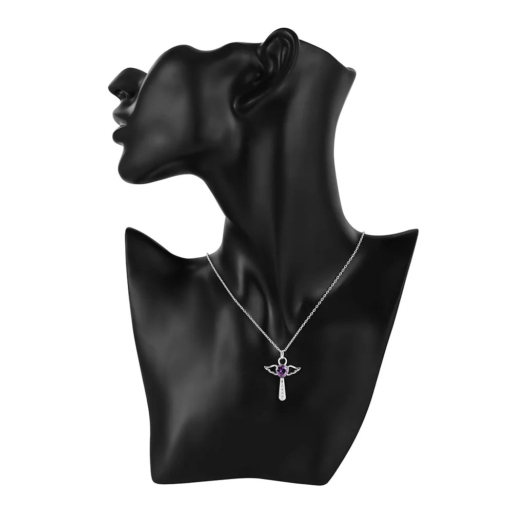 Fine 925 Sterling Silver Angel Noble Crystal Cross Pendants Necklace for Women Luxury Party Wedding Jewelry Christmas Gifts