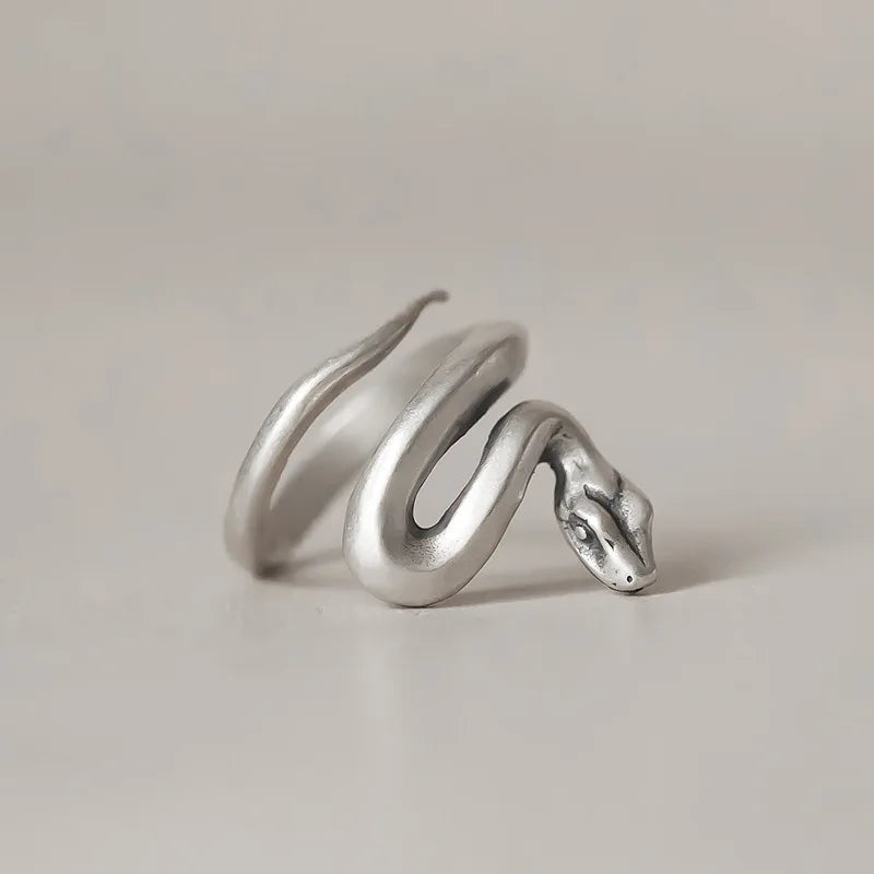 925 Sterling Silver Snake Frosted Adjustable Rings for Women Fine Jewelry Gift Female Accessories Wholesale Argent 925 Jewellery